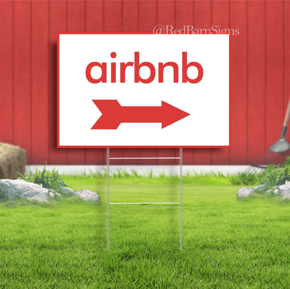 Airbnb Arrow Indoor Outdoor Yard Sign with metal stakes