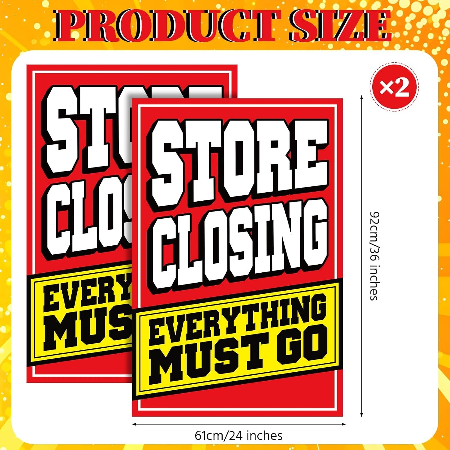 2 Pcs Store Closing Sign Poster Everything Must Go Advertising Banner Going Out