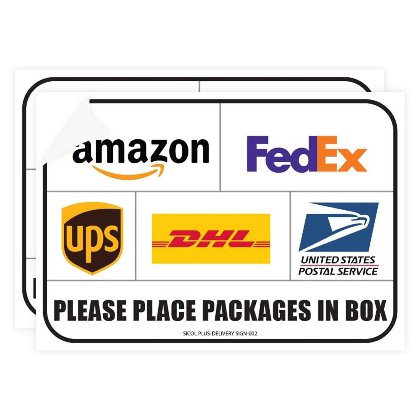 DROP PACKAGES HERE Sticker, USPS Fedex Amazon UPS, delivery sign 10×7 (2 Pack)