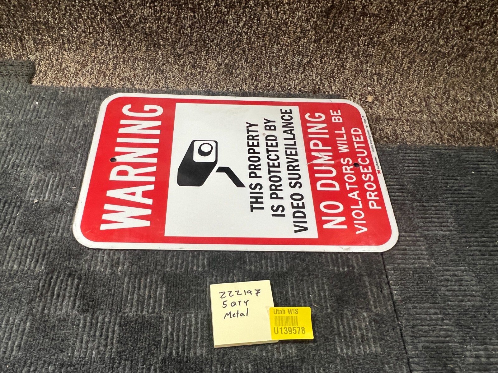 QTY 5 SmartSign Warning Property Protected Video Surveillance No Dumping 12 x 18