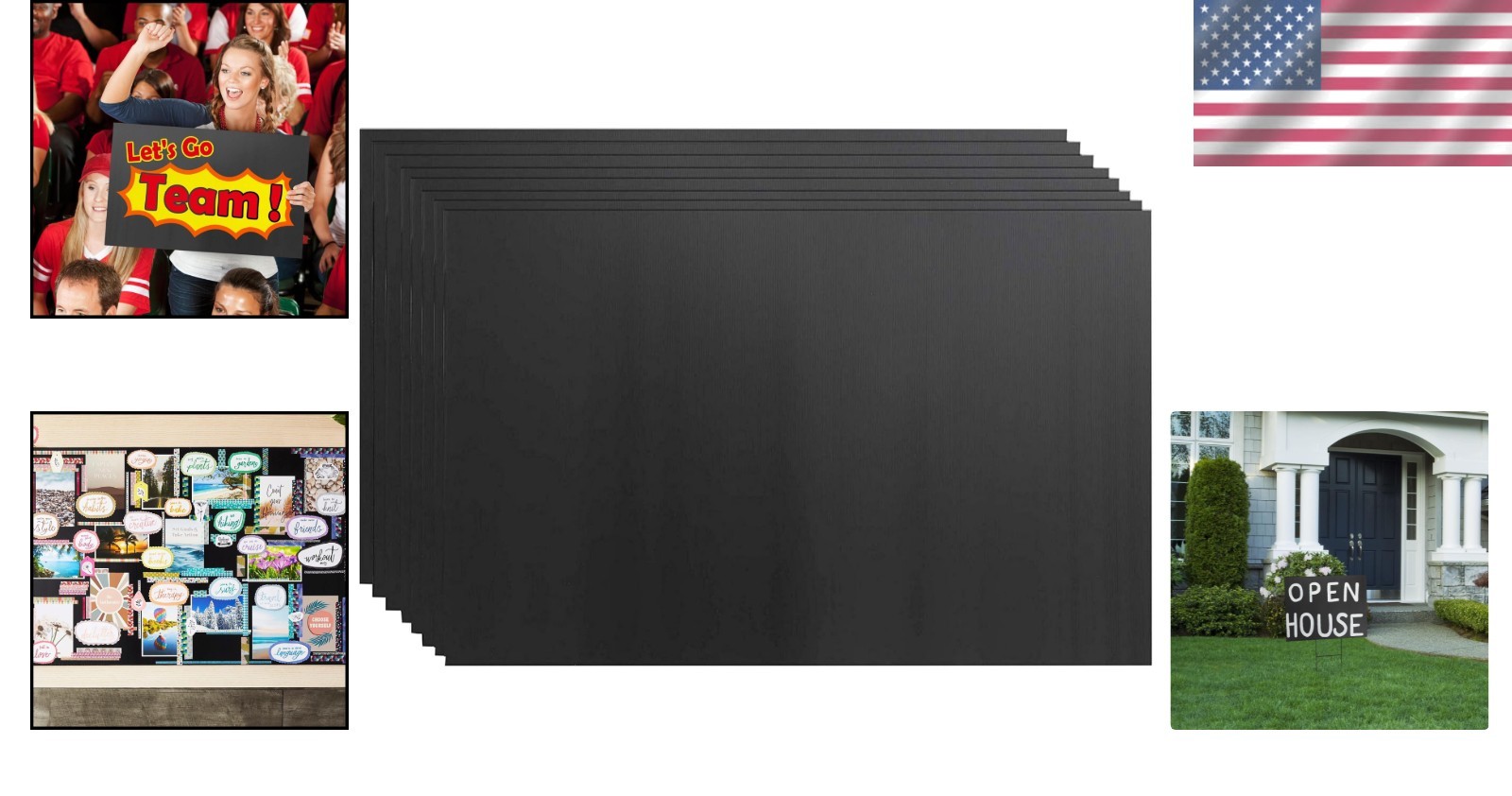 Durable Black 24×36 Corrugated Plastic Board Signs – 8 Pack, Weatherproof DIY