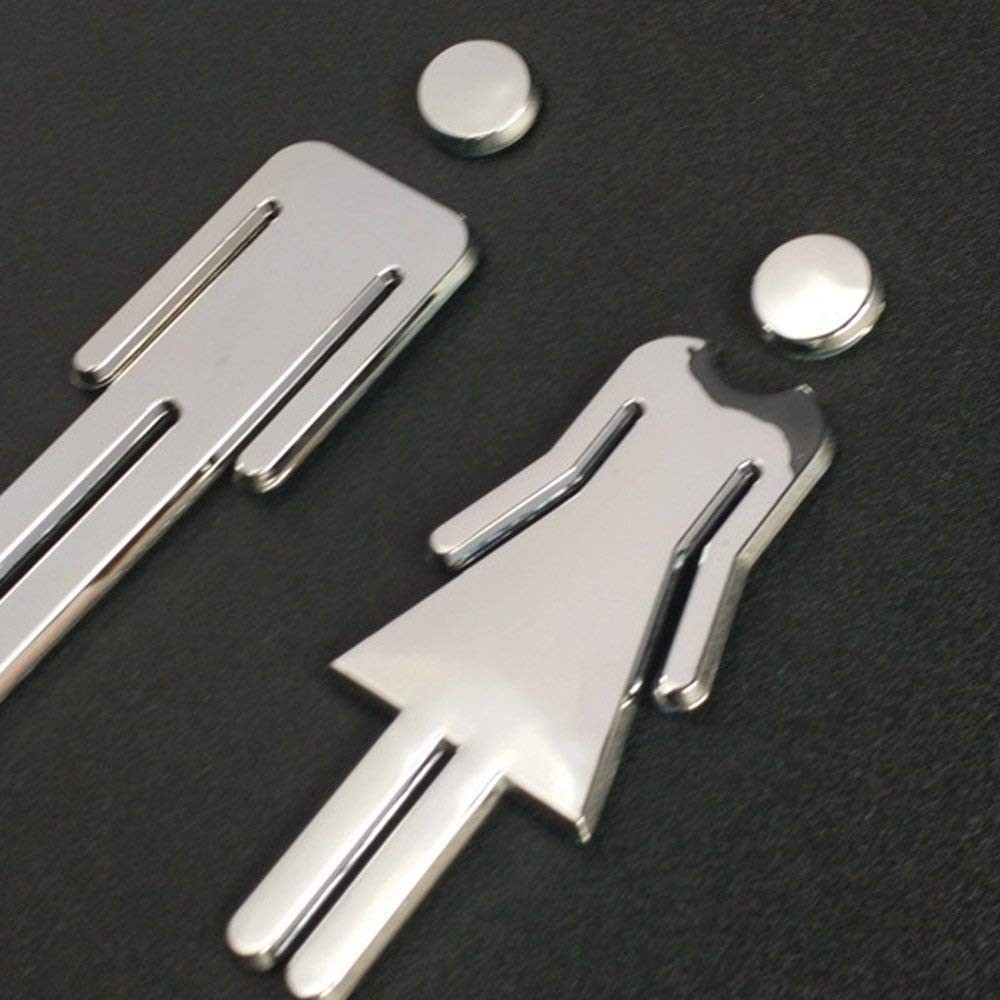 Modern Unisex Bathroom Sign, Men, Women, Toilet, Acrylic, Adhesive, Restroom