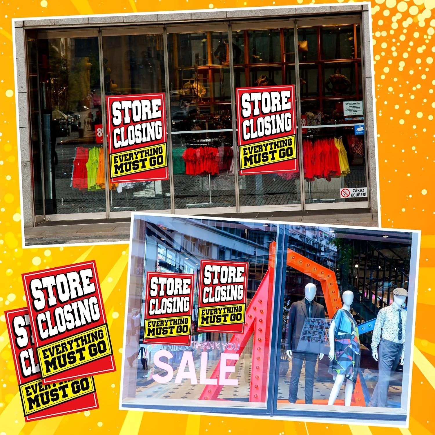 2 Pcs Store Closing Sign Poster Everything Must Go Advertising Banner Going Out
