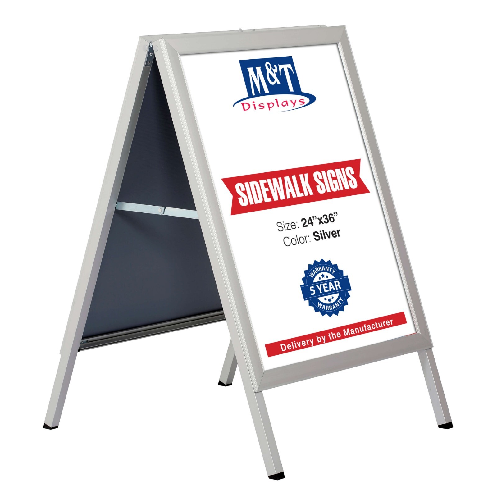 Sandwich Board 24×36 Inches Slide-in A Frame Double Sided Aluminum Silver