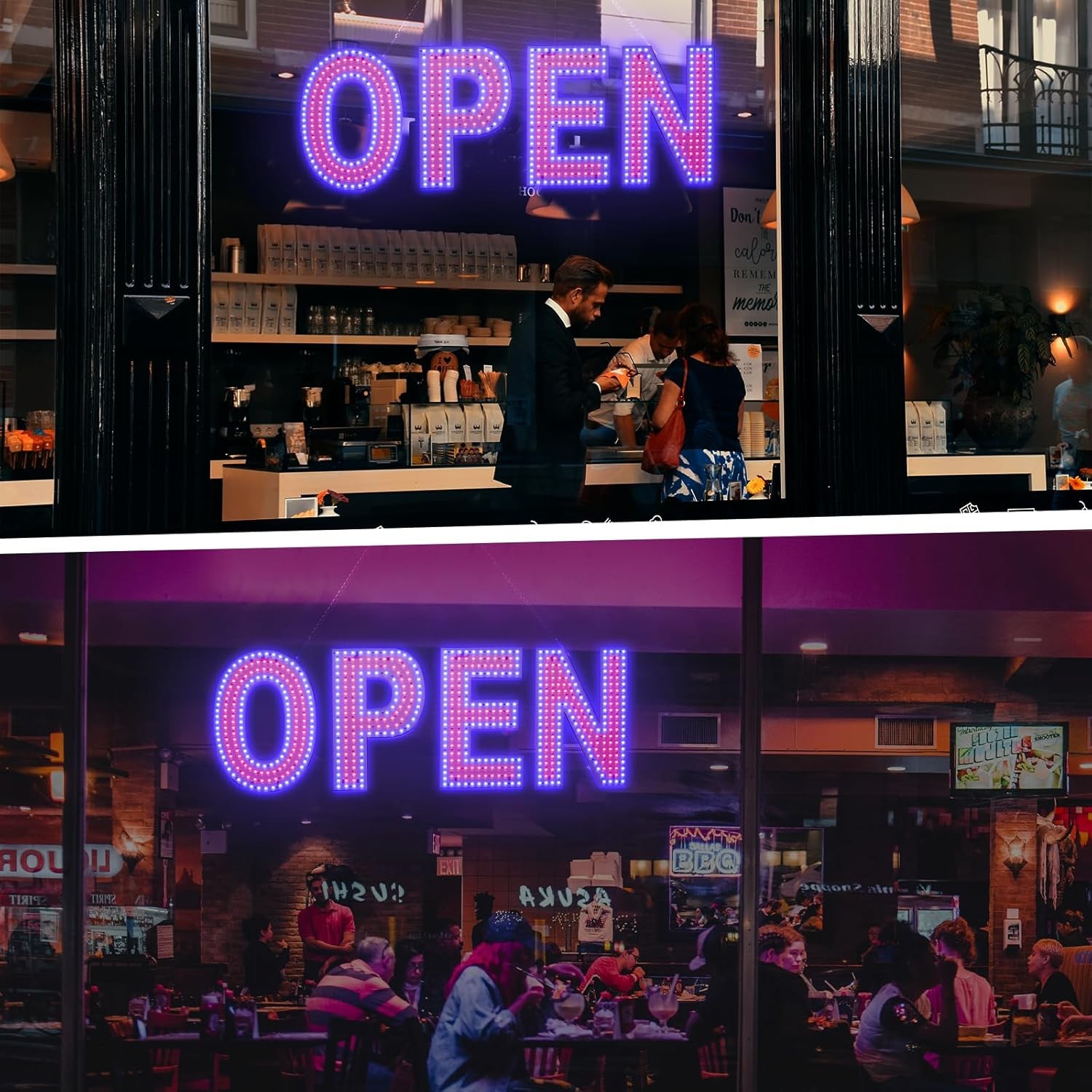 30×10 LED Open Sign Large Dimmable Hanging Business Light Up for Storefront
