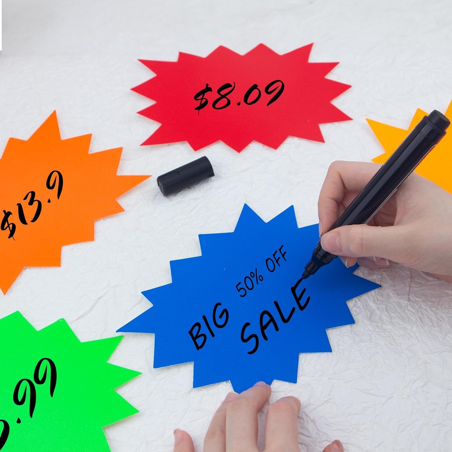 Multi-Color Starburst Signs – 30 PCS Neon Sale Tags Perfect for Any Occasion