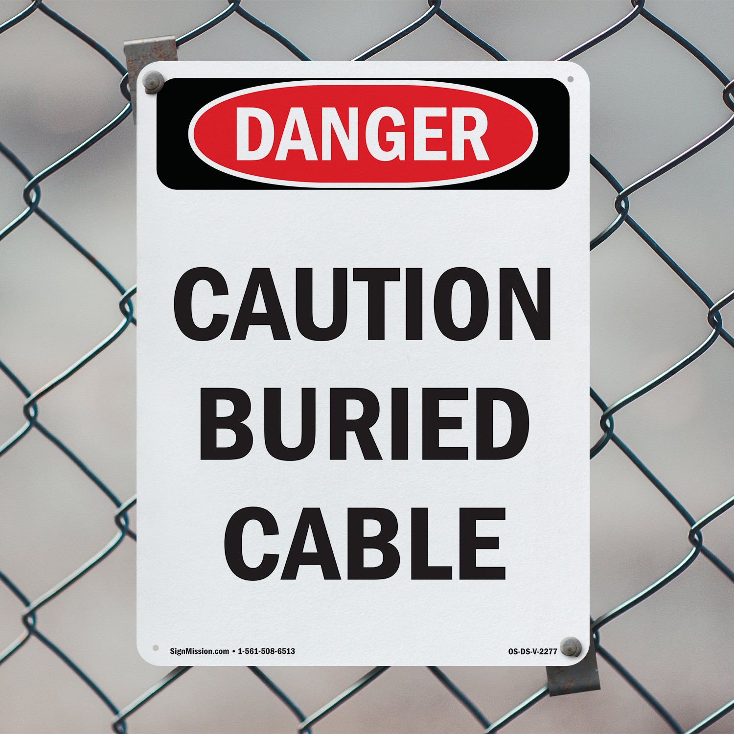 Caution Buried Cable OSHA Danger Sign Metal, Plastic, Or Decal – 5 or 10 Pack