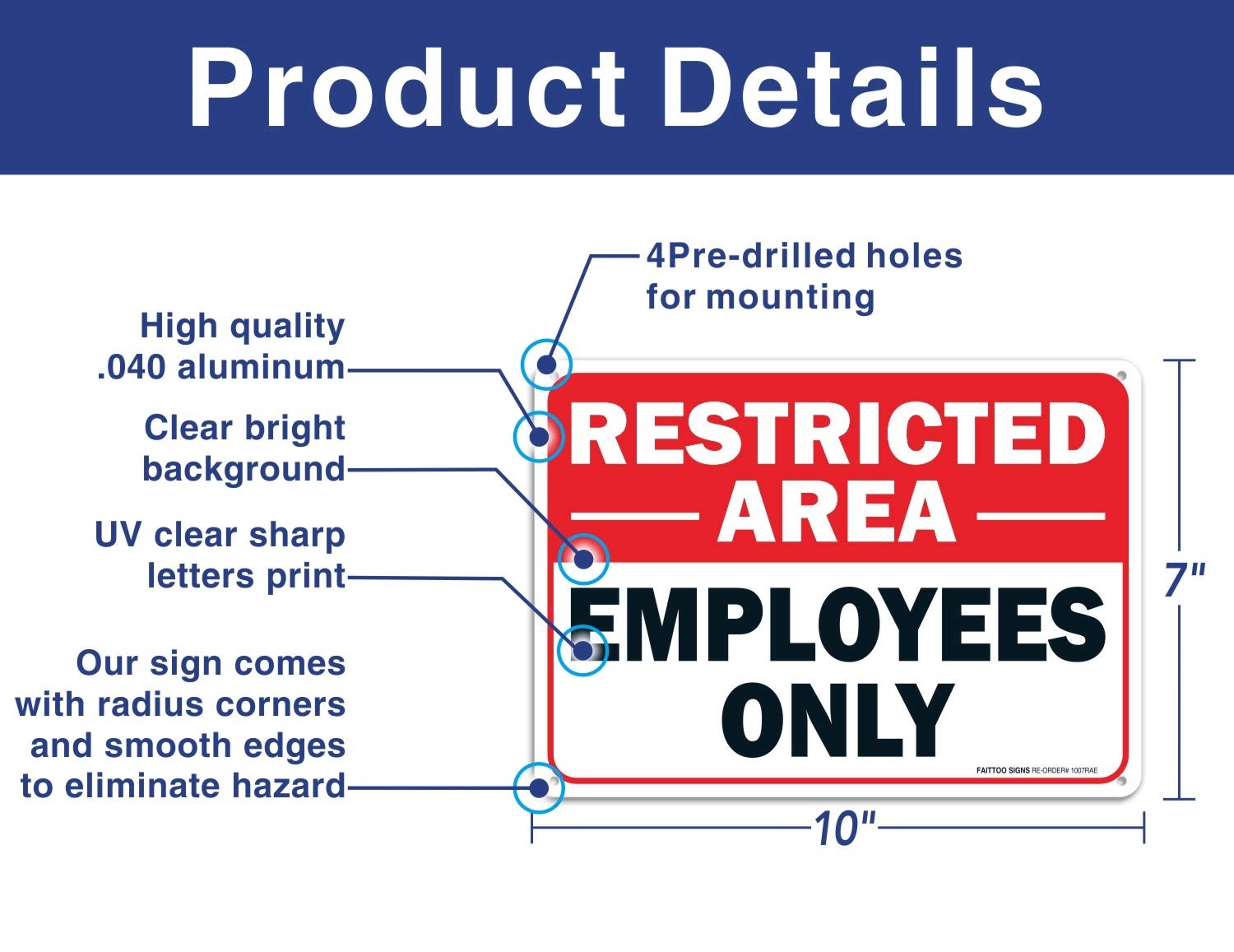 2 pack Restricted Area Employees Only Sign, 10 x 7 Inches .40 Rust Free Alumi…