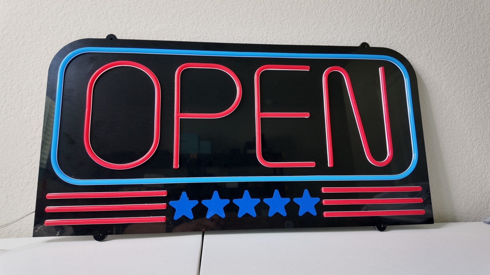Large LED Neon Open Sign 24″x12″ American Flag Bright for Restaurant Bar Store