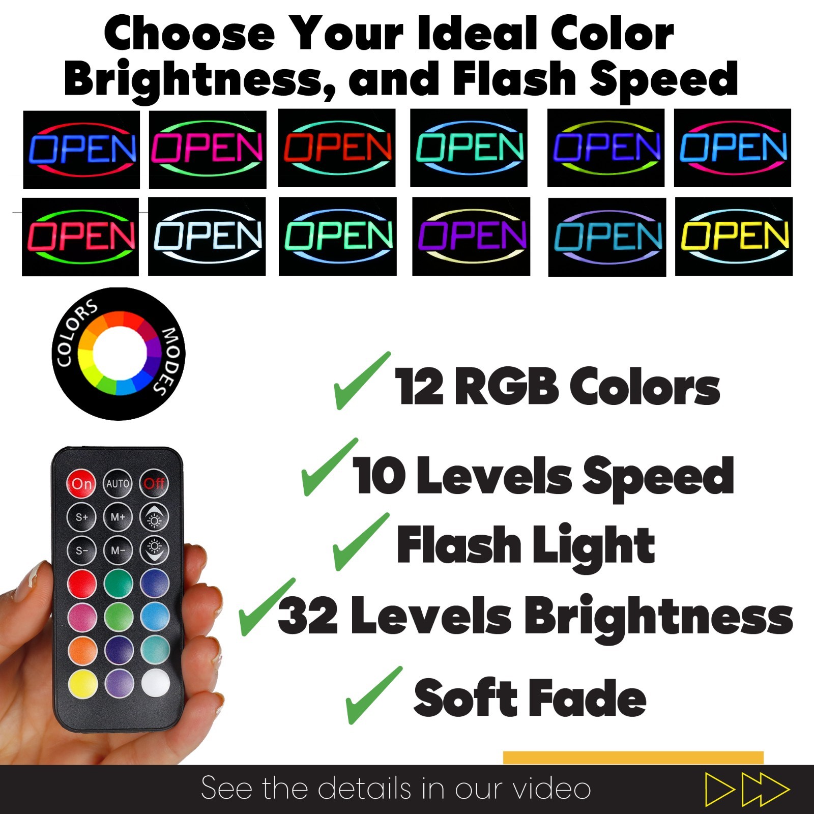 Open Sign for Business, Bright Lighted LED Neon Sign Ultra Bright RGB