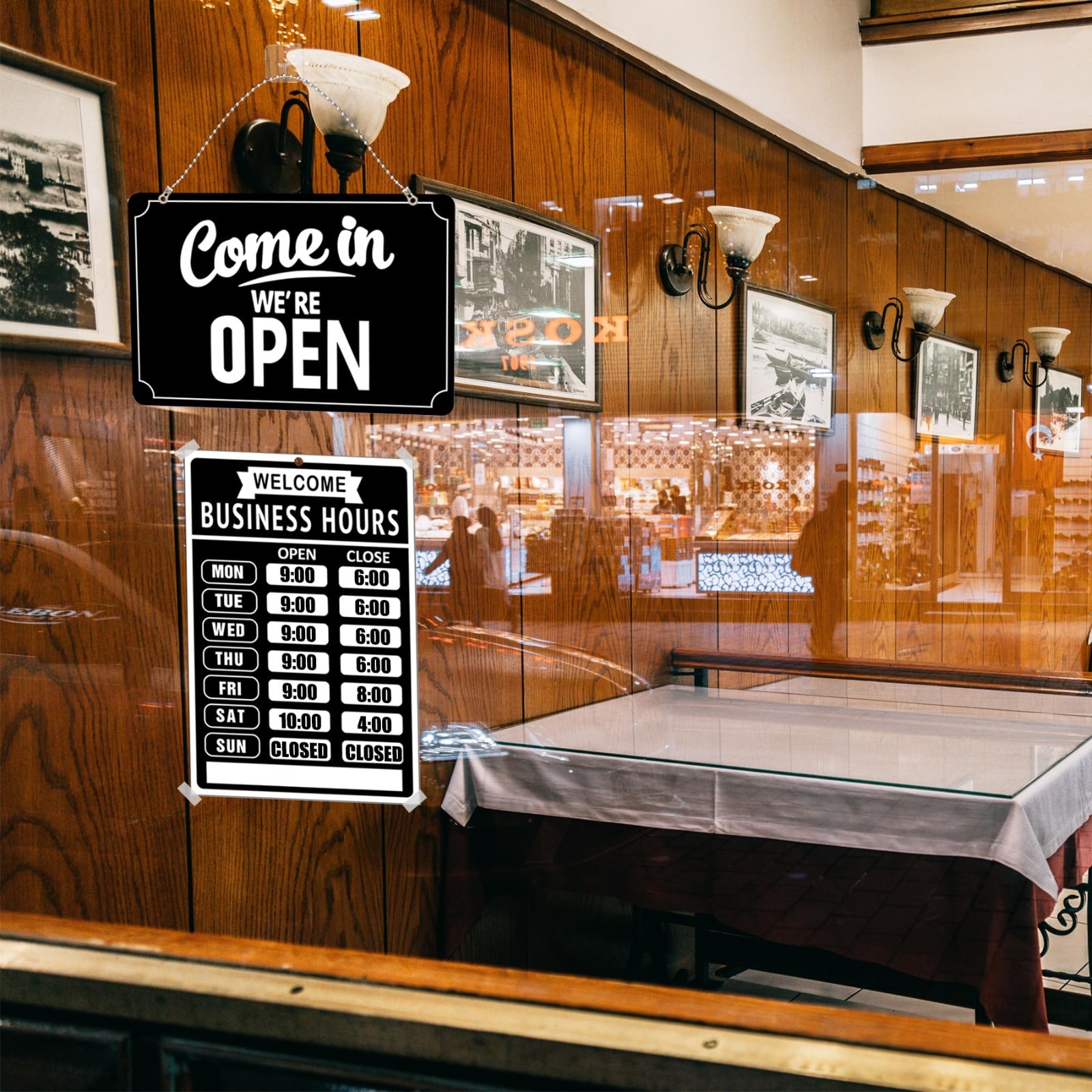 Open Closed Signs Set for Business Hours – Flip Sign for Store, Restaurant, Bar
