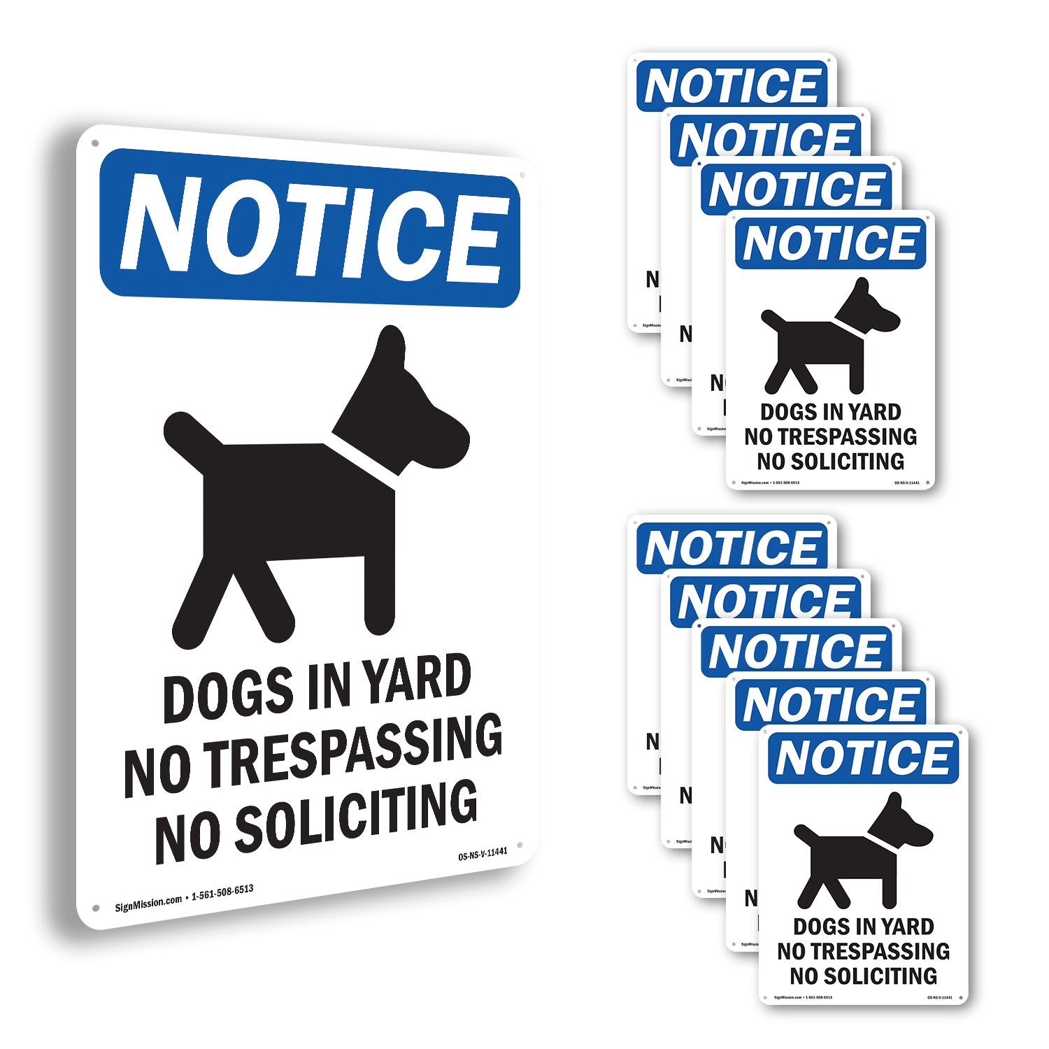 Dogs In Yard No Trespassing OSHA Notice Sign Metal, Plastic, Decal 5 or 10 Pack