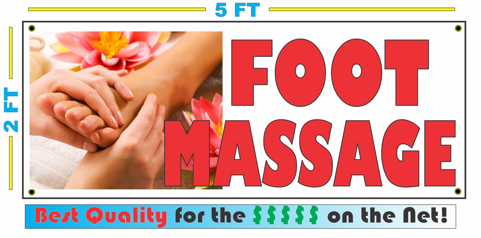 Full Color FOOT MASSAGE All Weather Banner Sign NEW High Quality! XXL Parlor Spa