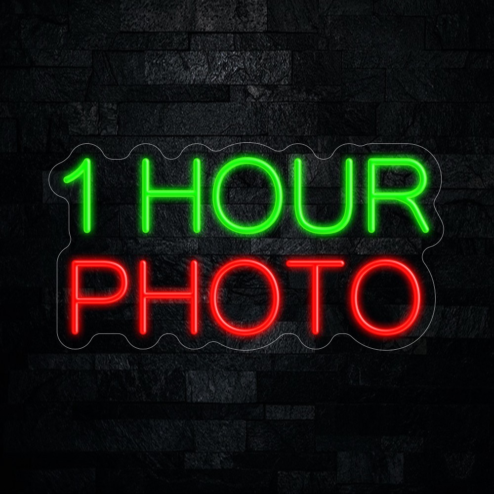 1 Hour Photo LED Neon Sign 19″L x 10″H #20007