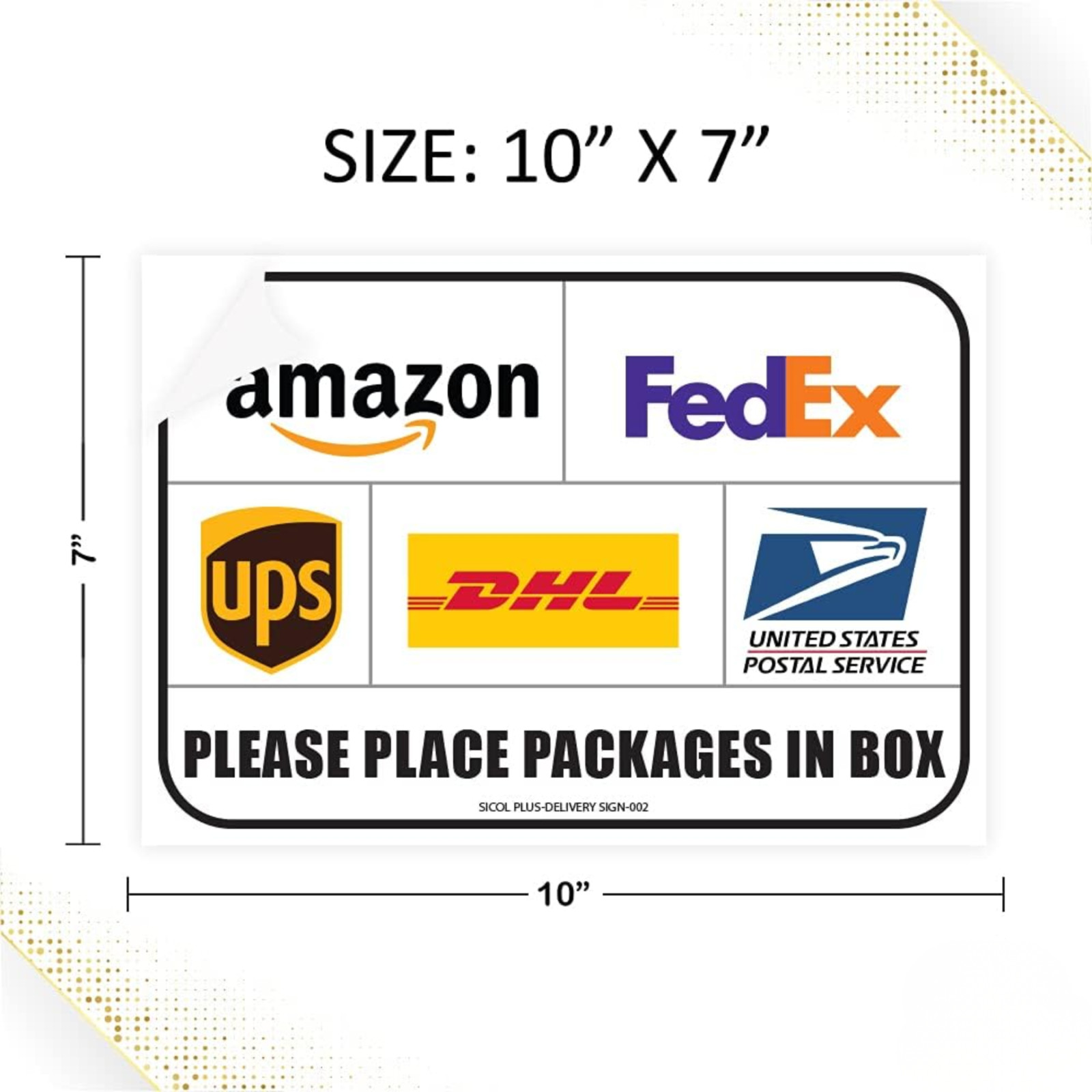 DROP PACKAGES HERE Sticker, USPS Fedex Amazon UPS, delivery sign 10×7 (2 Pack)
