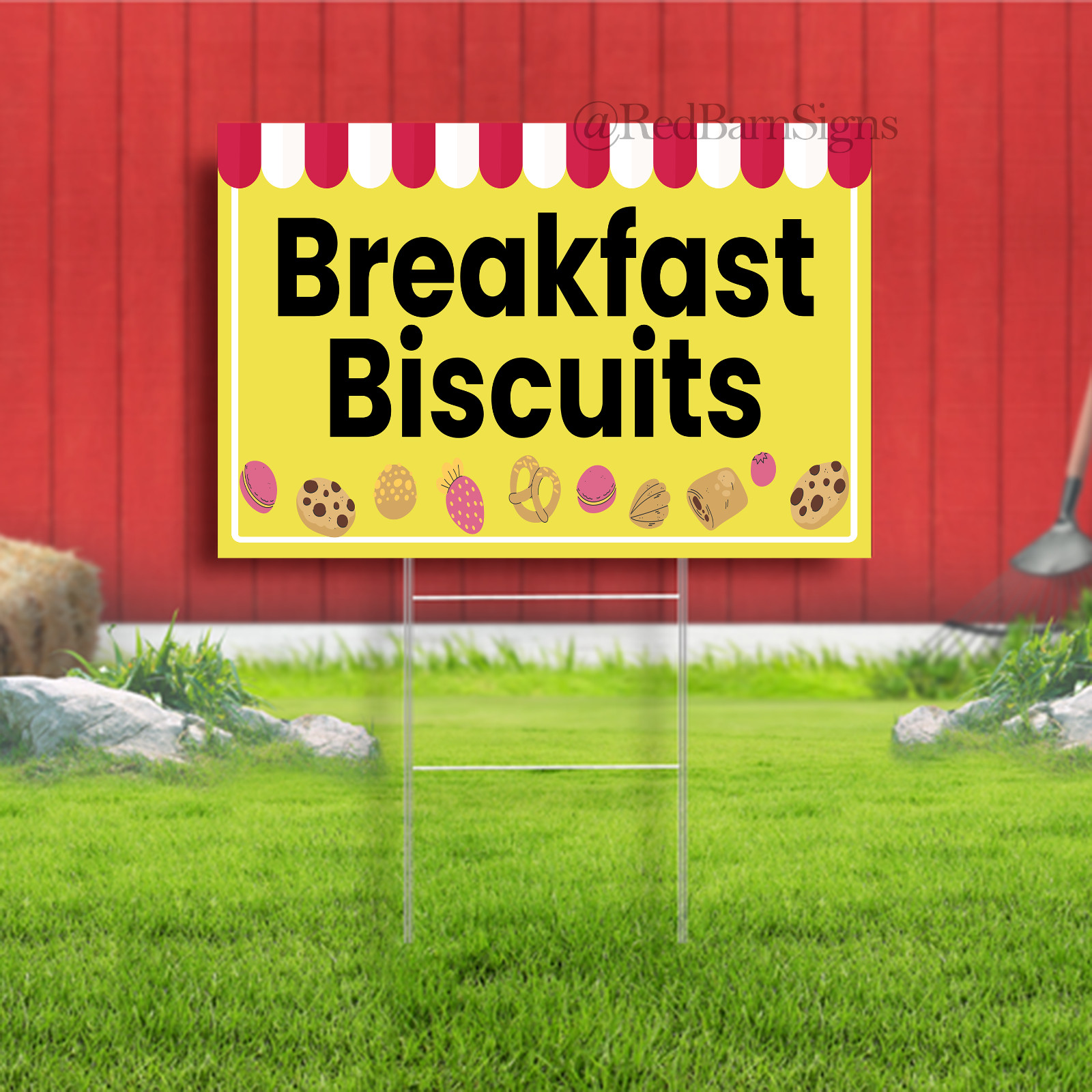 Breakfast Biscuits Coroplast Sign Plastic Indoor Outdo FREE SHIPPING