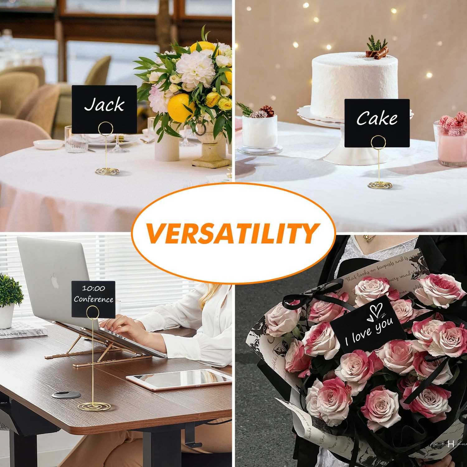 24 Packs Mini Chalkboard Signs with Table Number Holders, 4×3 Inch Small Chal…