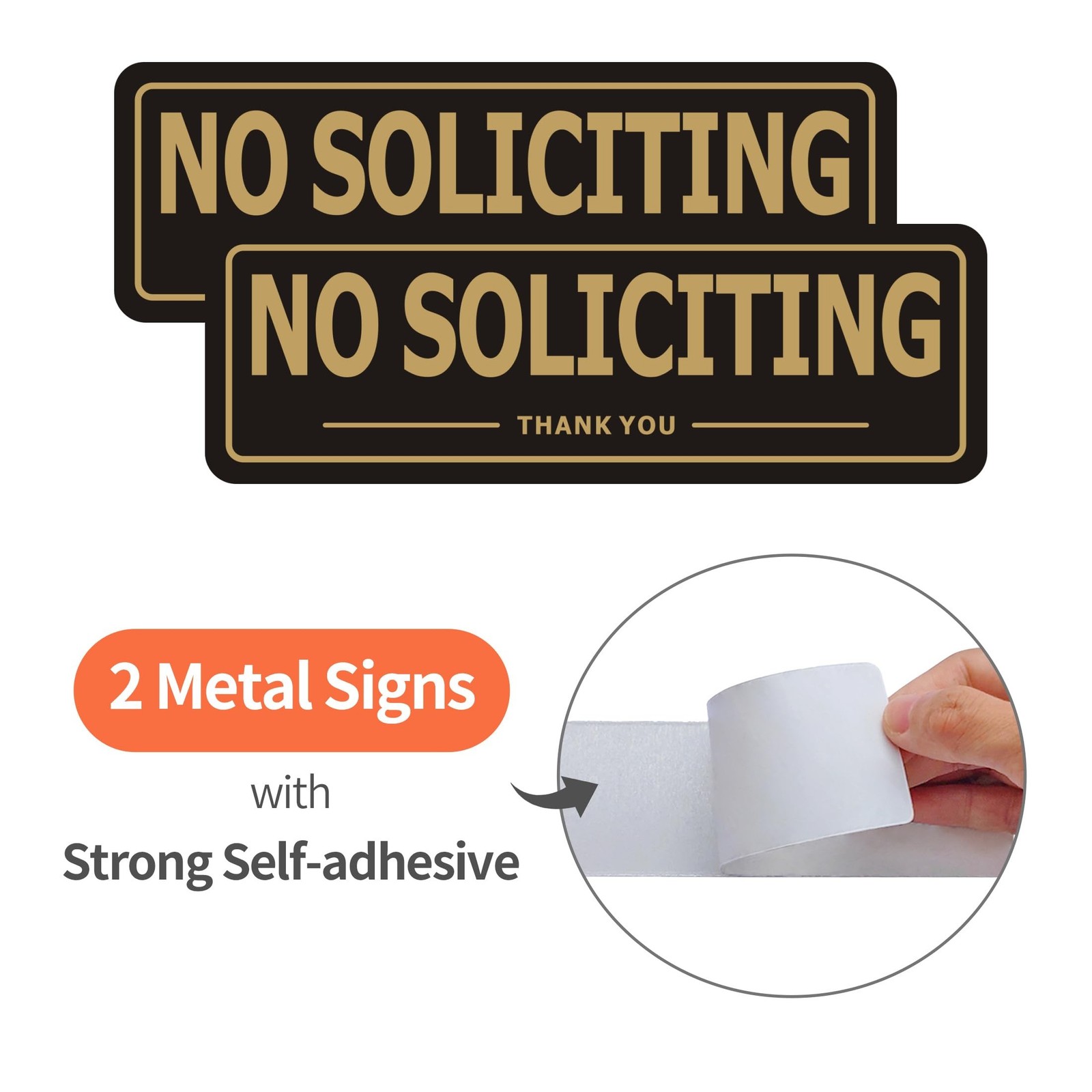 No Soliciting Sign for House, (2 Pack) Self-Adhesive No Soliciting Signs, Alu…