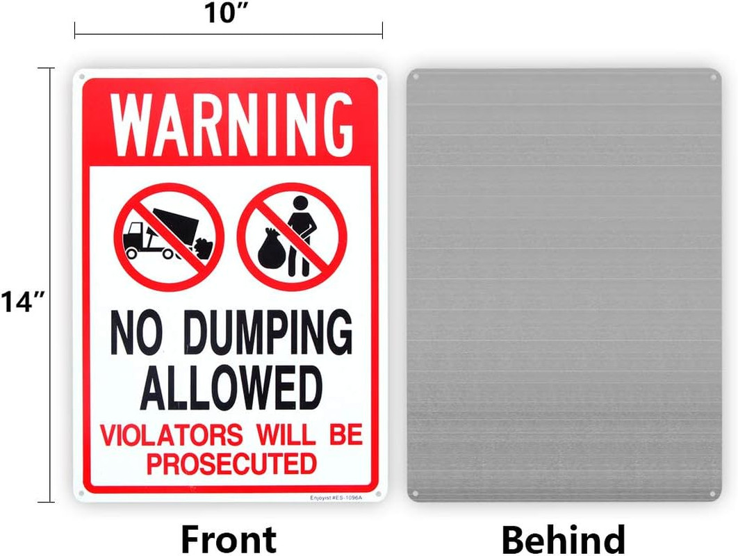 No Dumping Allowed – Violators Will Be Prosecuted Sign, 14″X 10″ .04″ Aluminum R