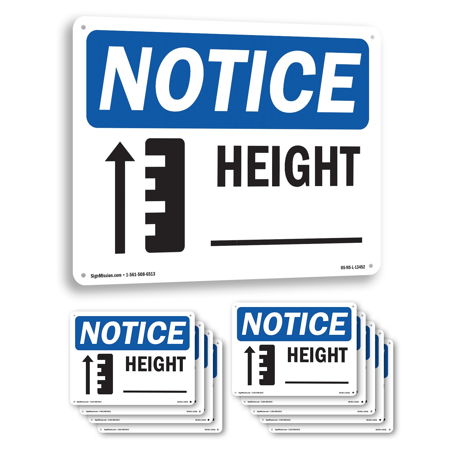 Height ____ OSHA Notice Sign Metal, Plastic, Or Decal – 5 or 10 Pack