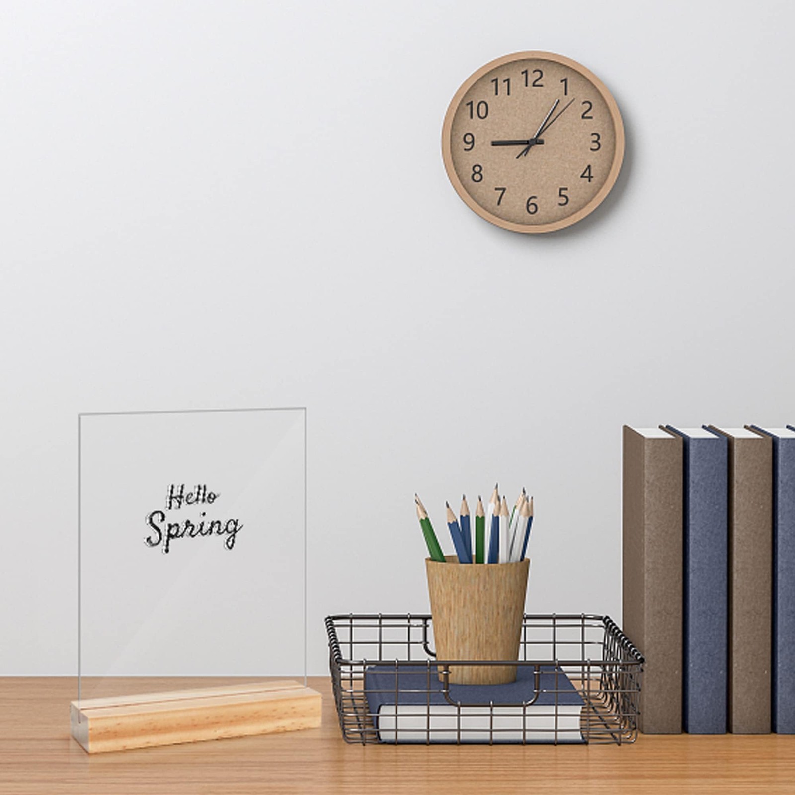 8 Pack 5 x 7 Inch Blank Clear Acrylic Table Displays with Wooden Stands – Ide…
