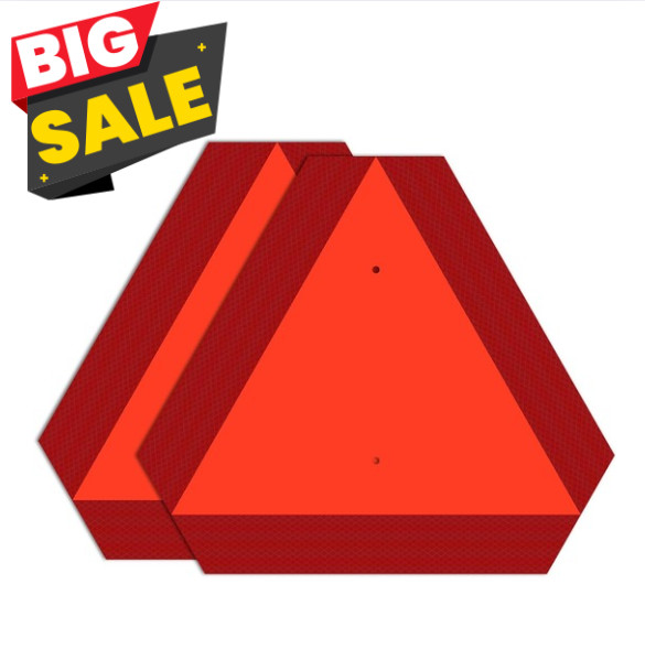 T R Metal Slow Moving Vehicle Sign 14 in x 16 in 2‑Pack Reflective