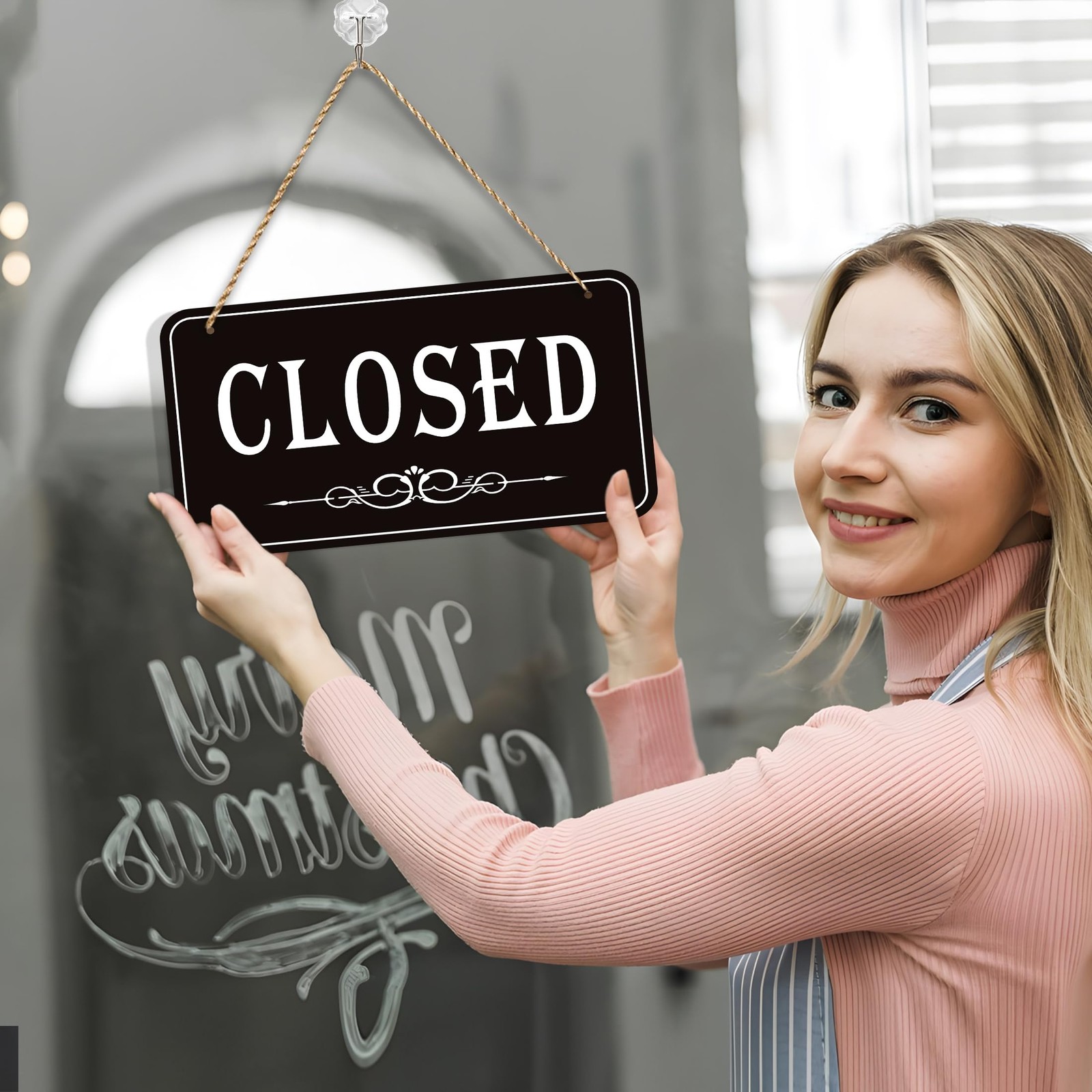 12 Inch Open Closed Sign For Business Door Waterproof Pvc Vintage Design