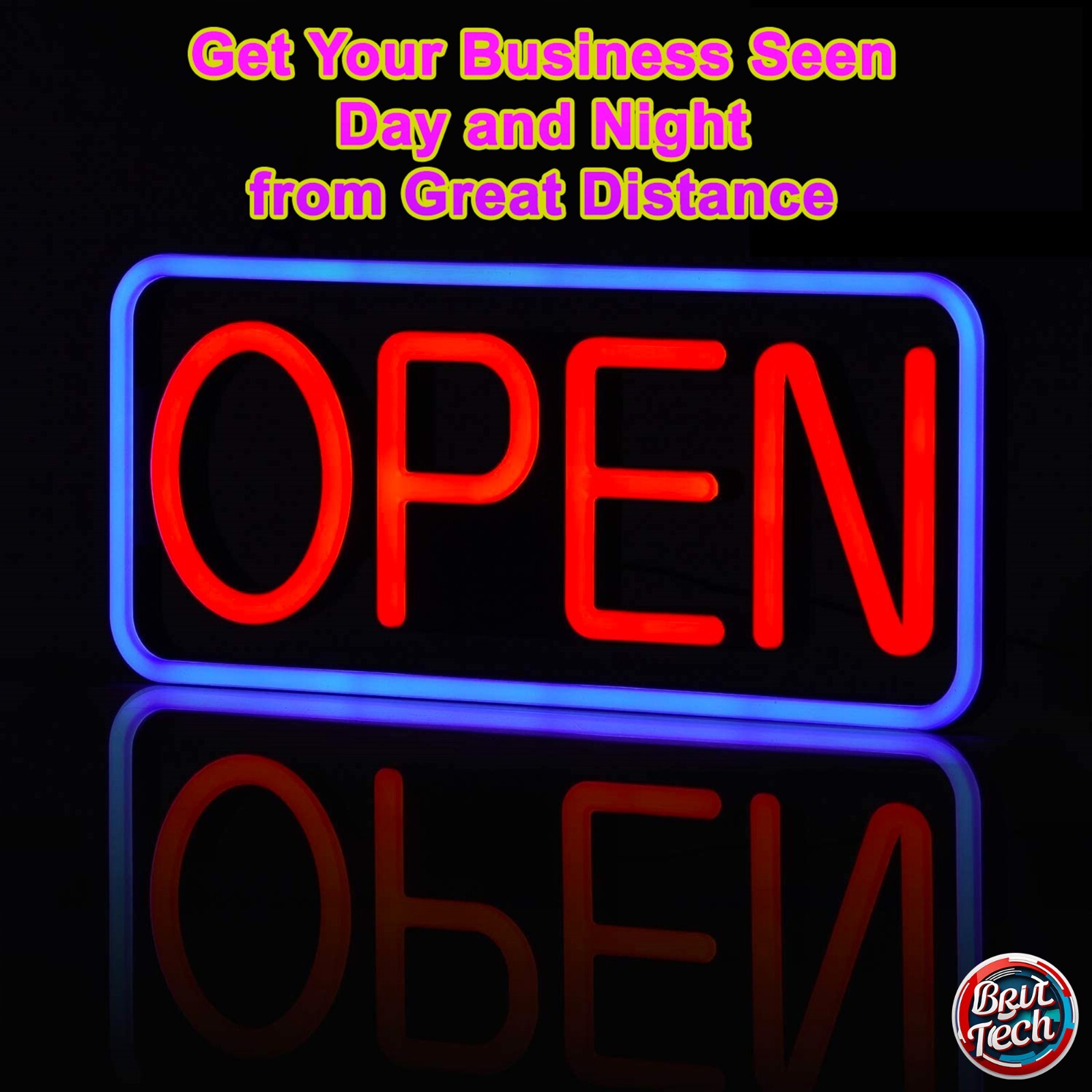 Open Sign For Business LED Neon 21″ Large Light Bright Restaurant Bar Store Shop