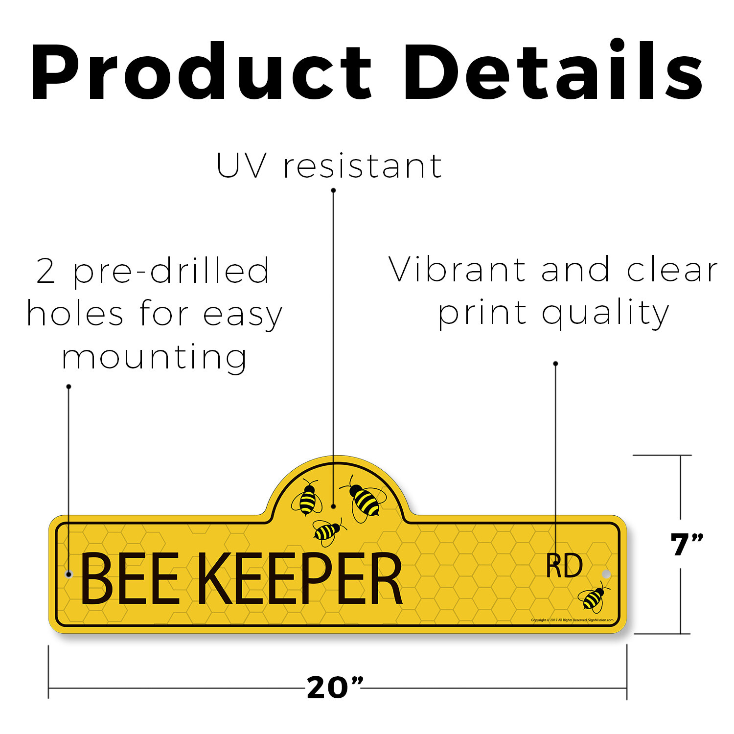 Bee Keeper (3 Pack) Plastic Street Sign Crossing Warning Vintage Rustic Beware