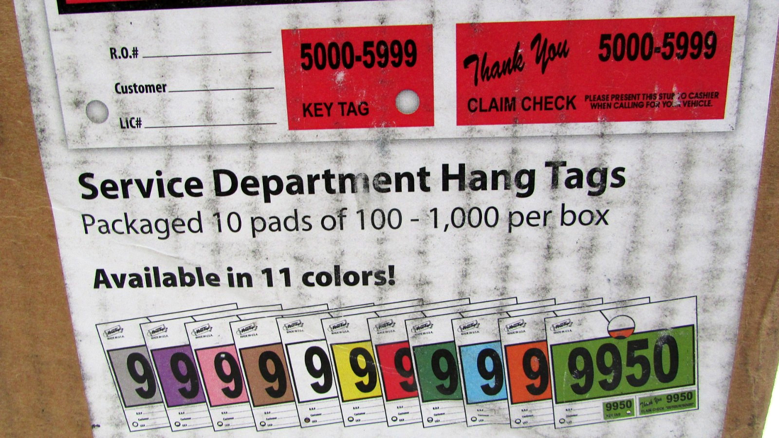 1000 Car Dealer Service Hang Tags Mechanic Repair Shop 3 Piece System – Red