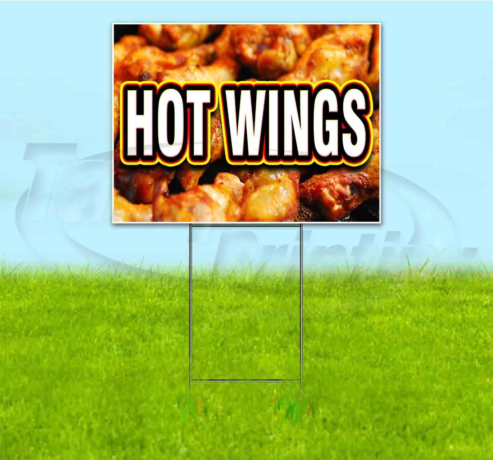 HOT WINGS 18×24 Yard Sign WITH STAKE Corrugated Bandit USA BUSINESS CHICKEN