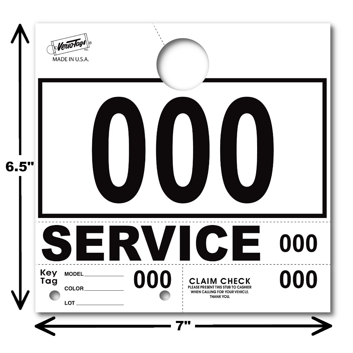 White Service Department Hang Tags Window Tag 1000 Per Box
