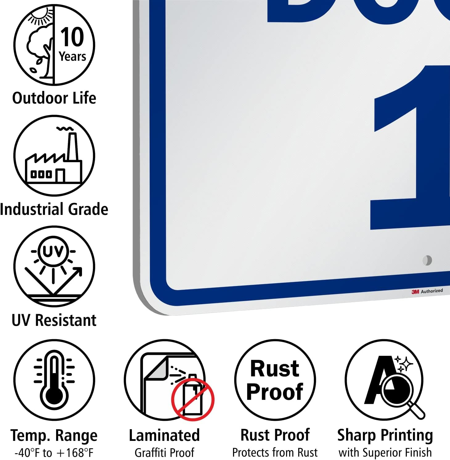 18″ x 24″ Reflective Aluminum Dock Number Sign – Blue on White