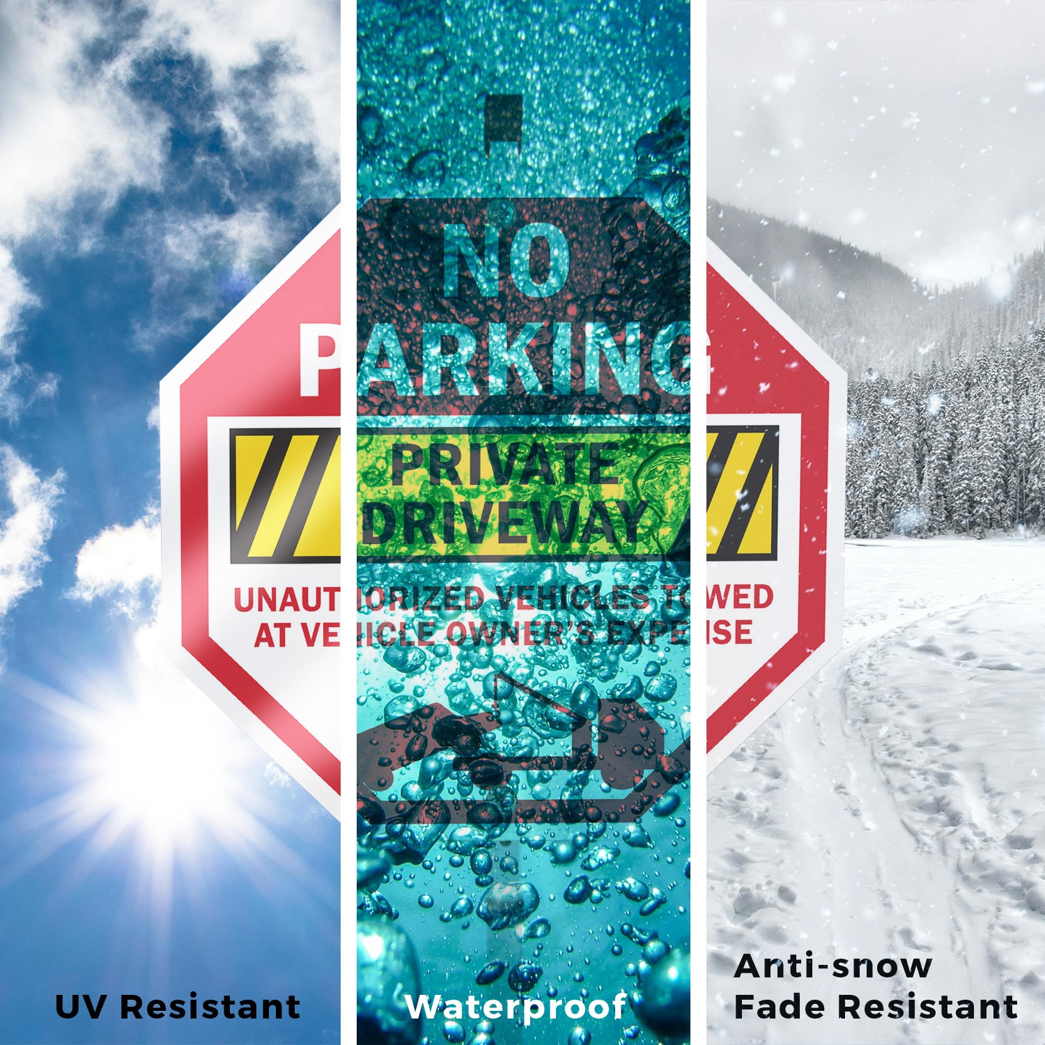 No Parking Private Driveway Unaut Octagon Sign With Stake Weather Resistant