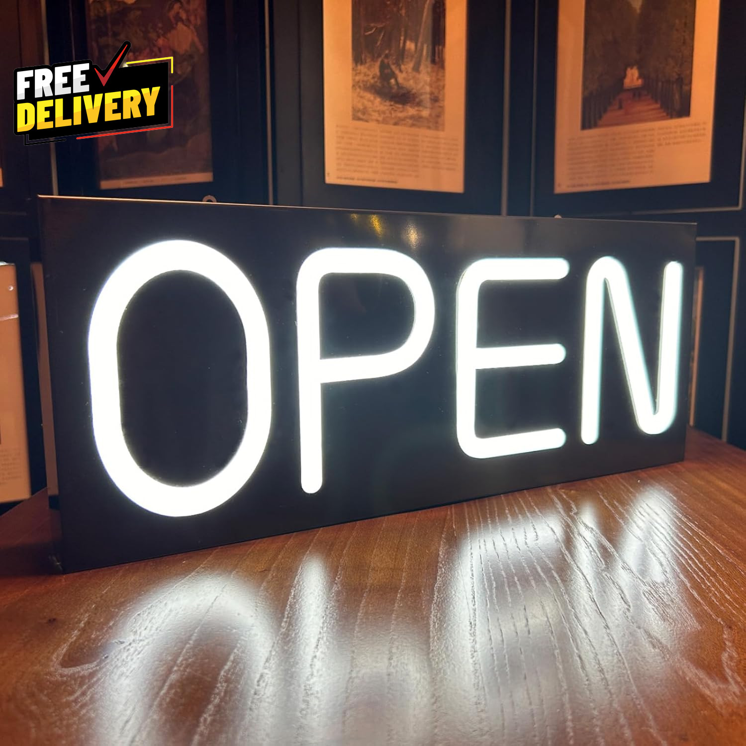 Large Outdoor Waterproof LED Open Sign Ultra Bright with Power Adapter 19.7×8…