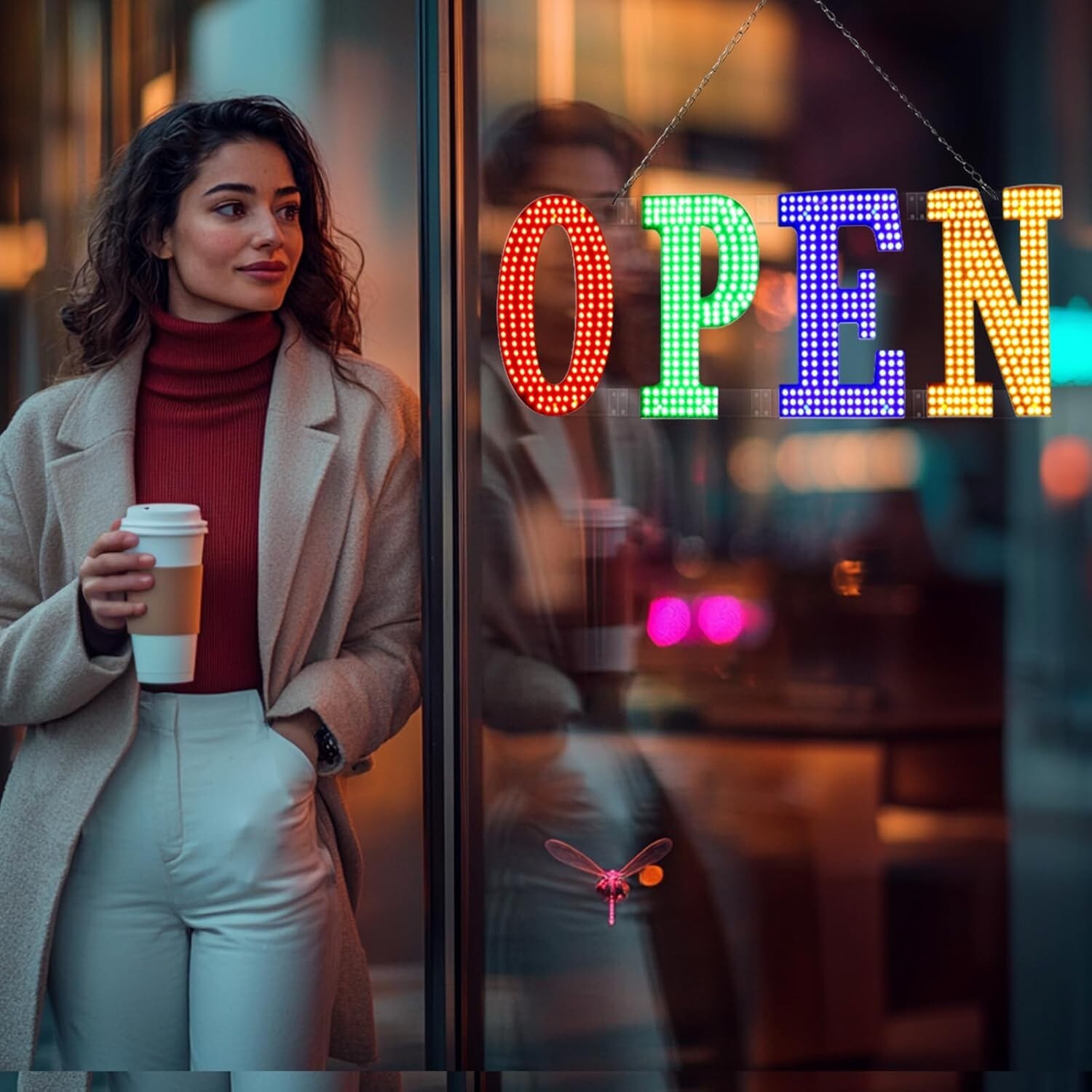 40″X14″ Extra Large LED Open Sign for Business Super Bright Unique Design LED RG