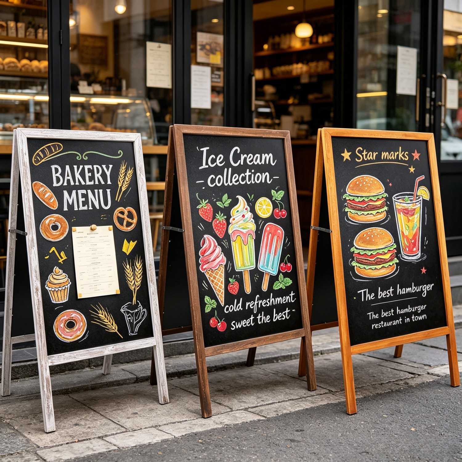 Free Standing Magnetic Chalkboard Solid Sidewalk Sign Display Board Outdoor Deco