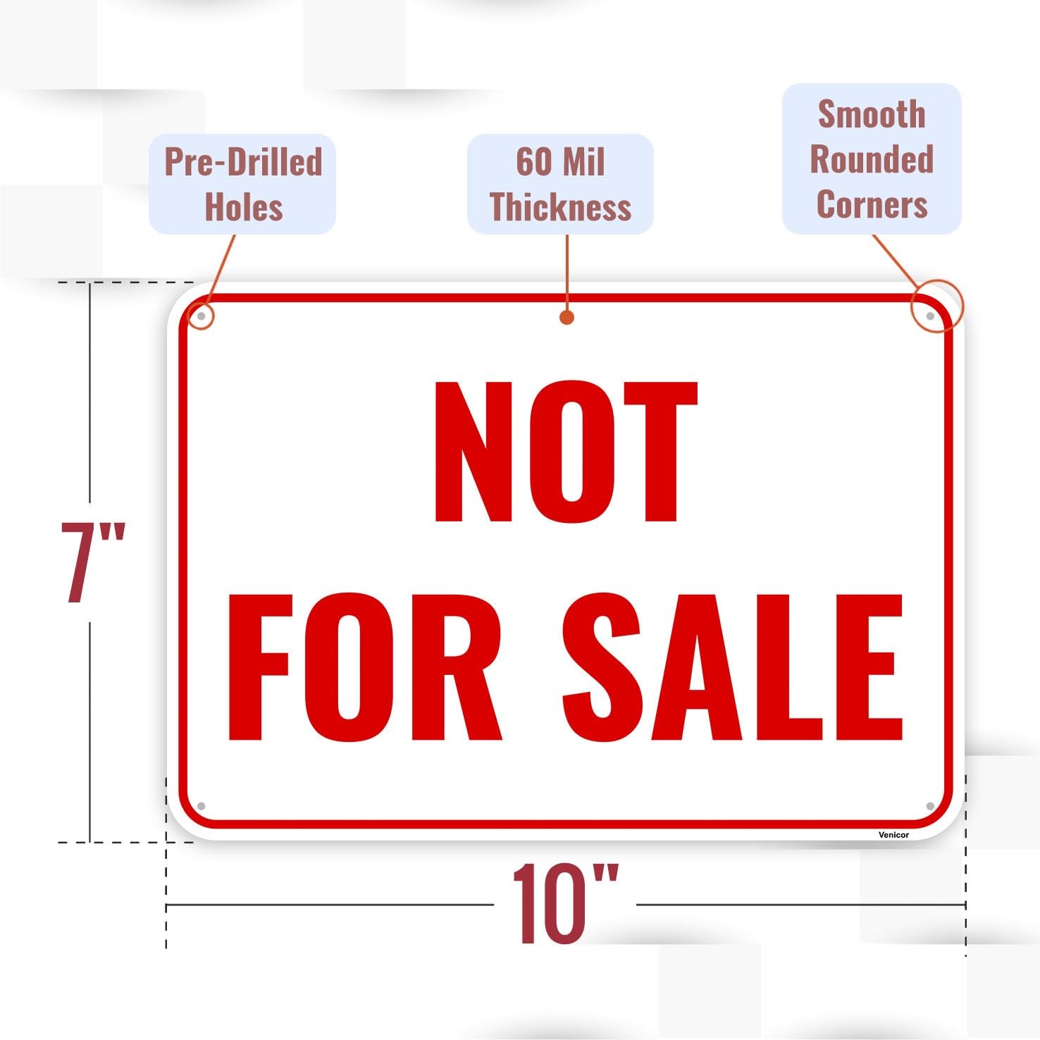 1 PCS Not For Sale Sign 10 x 7 Inches Rust Free Aluminum Weather Resistant