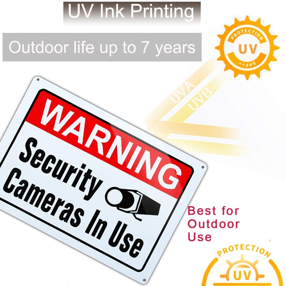 Warning Sign Video Surveillance Security Cameras 10×14 Inch Aluminum 2-Pack