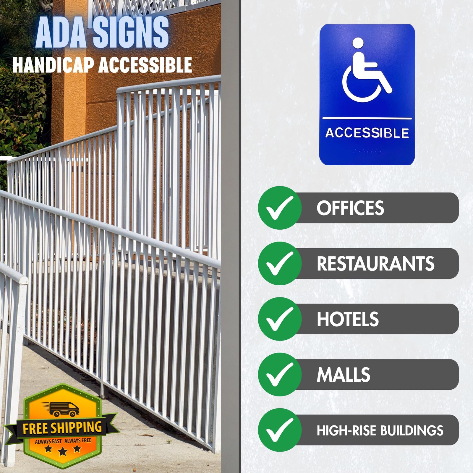 Knupp Co. Blue/White 1 PK ADA Handicap Sign