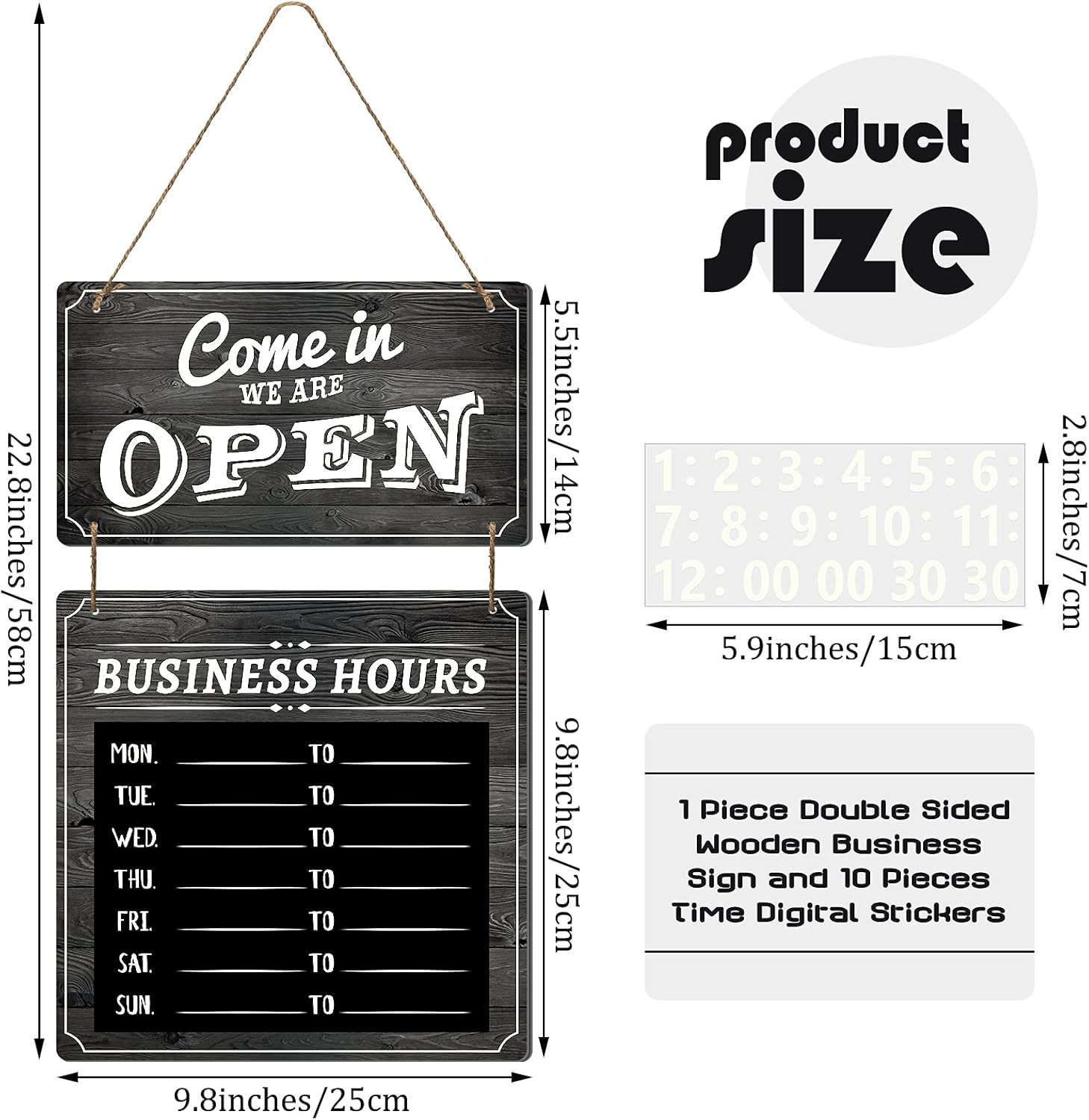 Business Hours Sign Store Hours Sign Hanging Open and Closed Signal Double Sided
