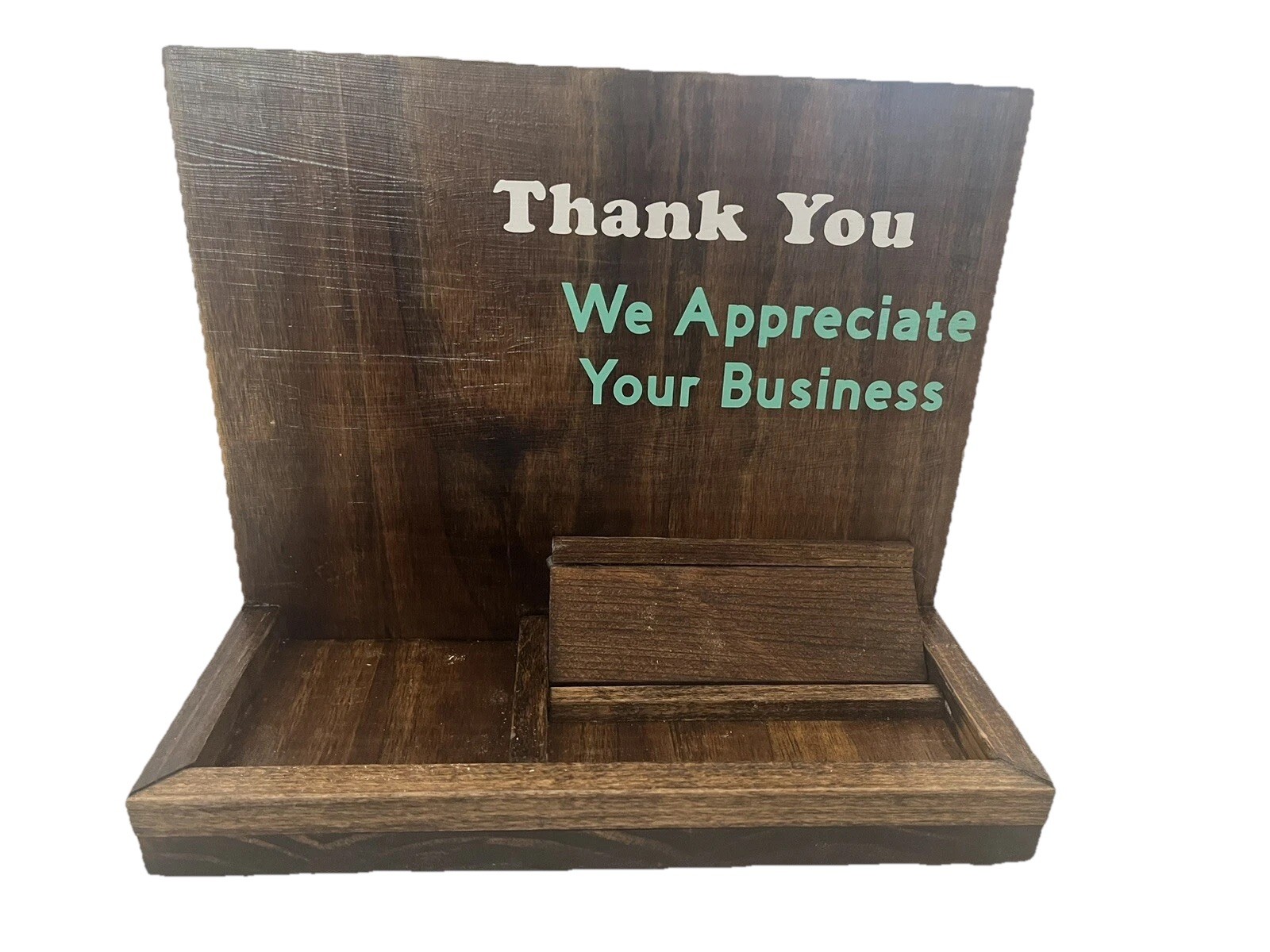 Appreciate Your Business Free Standing Wood Sign And Business Card Holder