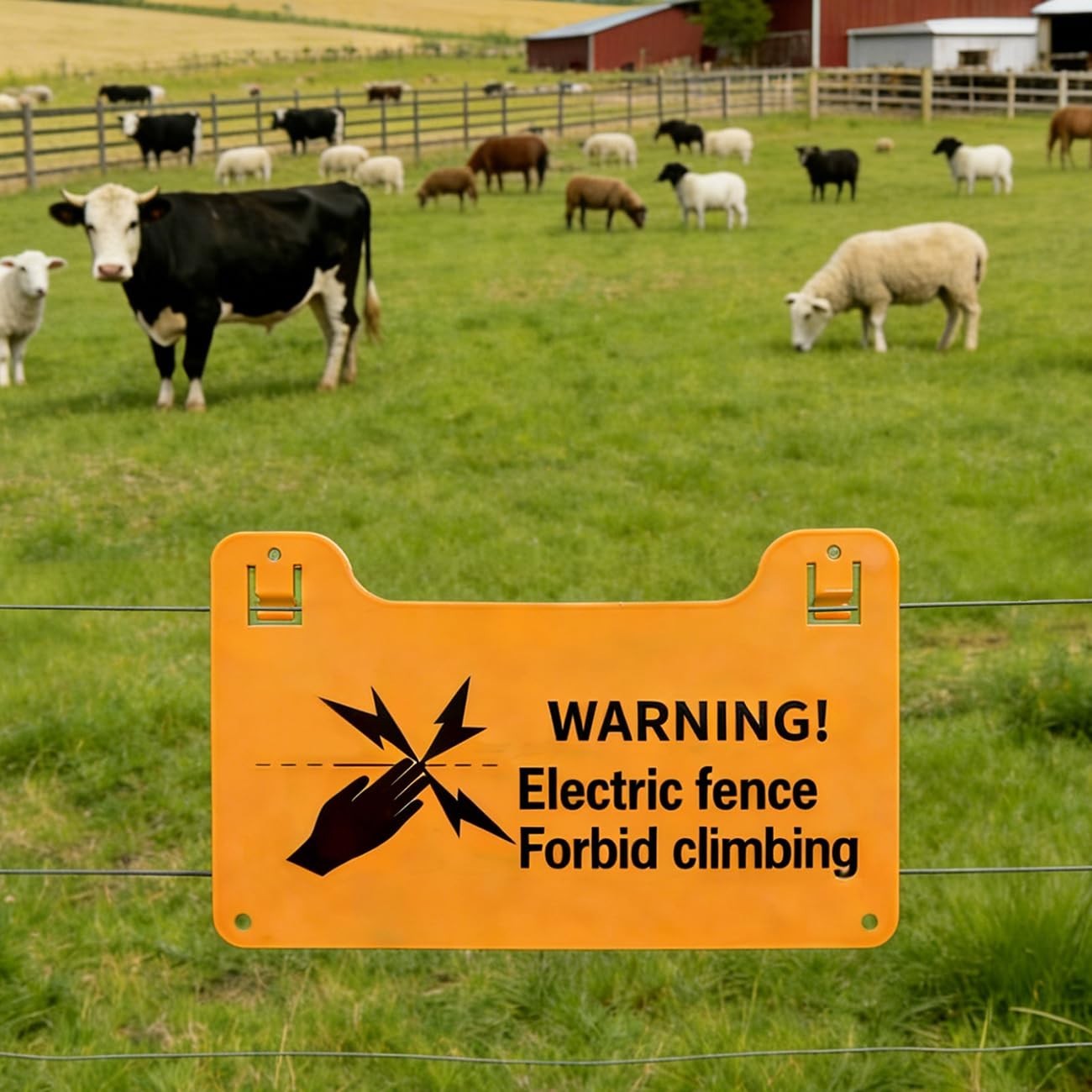 Electric Fence Warning Signs, Yellow Plastic Double-Sided High Voltage Danger…