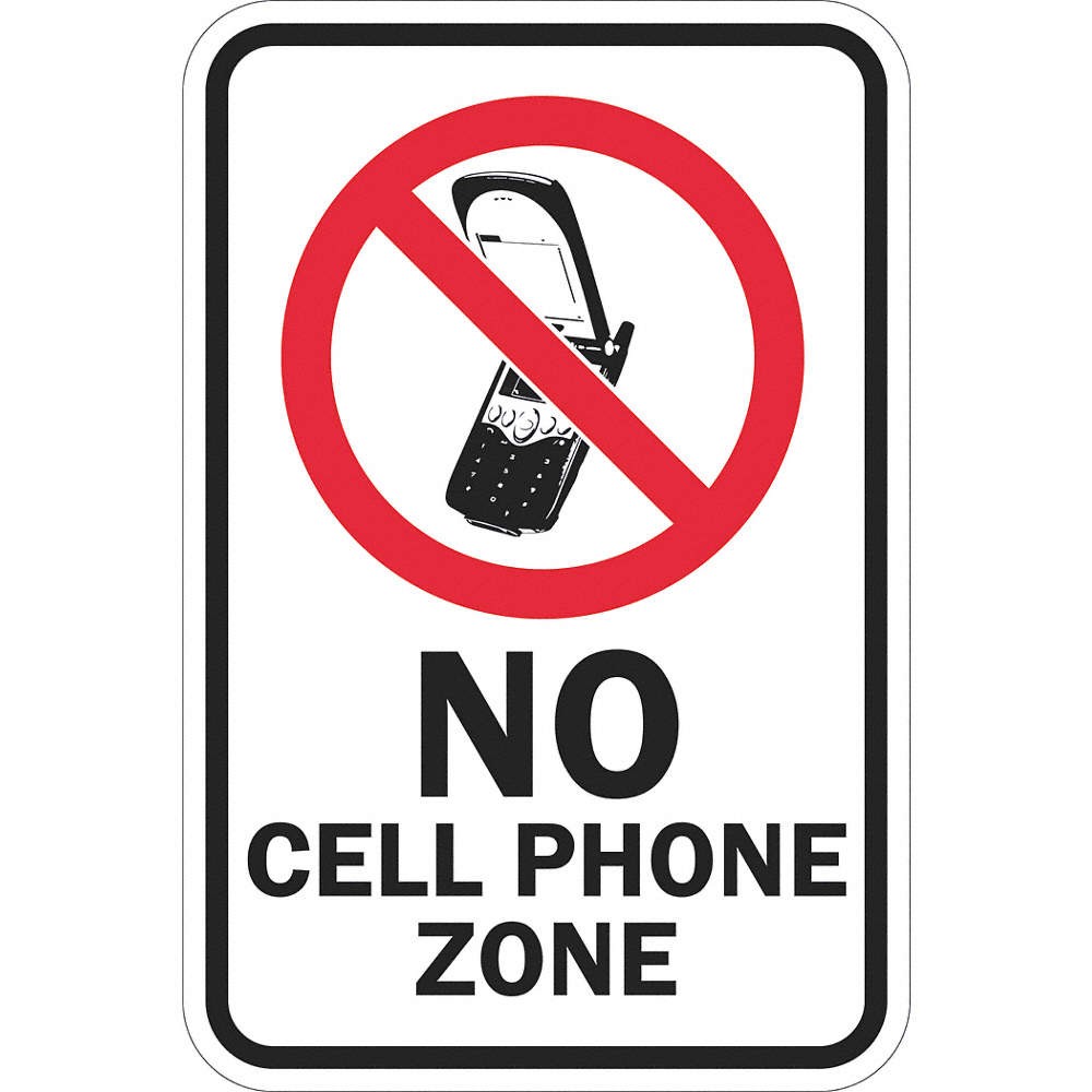 LYLE T1-1241-DG_12x18 Reflective No Phone Sign,18x12in,Alumin 448U80