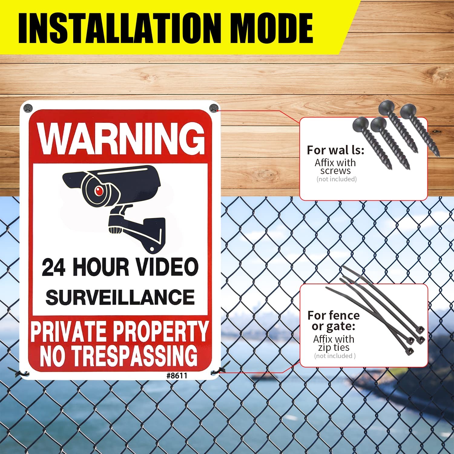 4-Pack No Trespassing Signs Private Property, 10×7 Inch Heavy Duty Rust-Free Alu