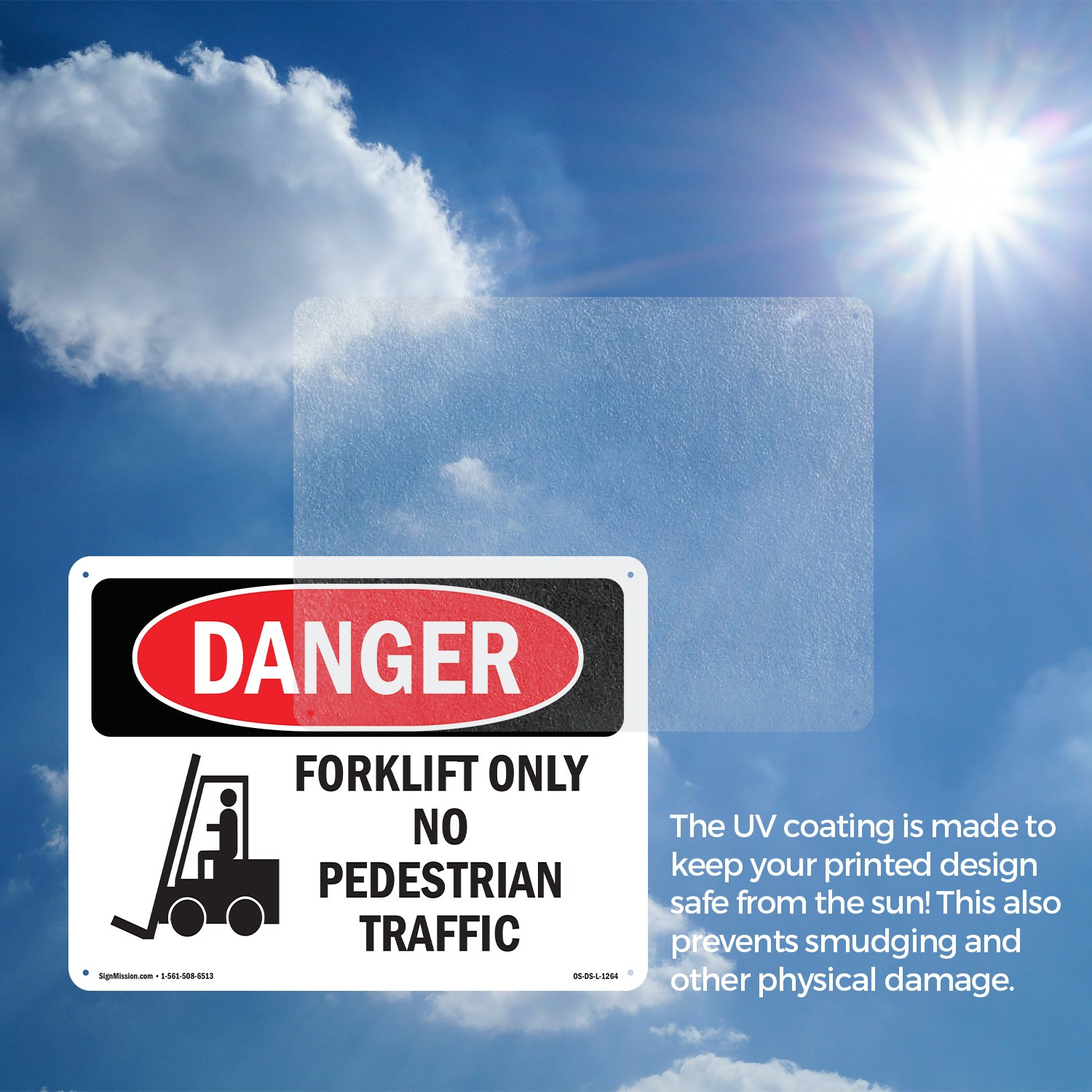 Forklift Only No Pedestrian Traffic OSHA Danger Sign Or Decal – 5 or 10 Pack