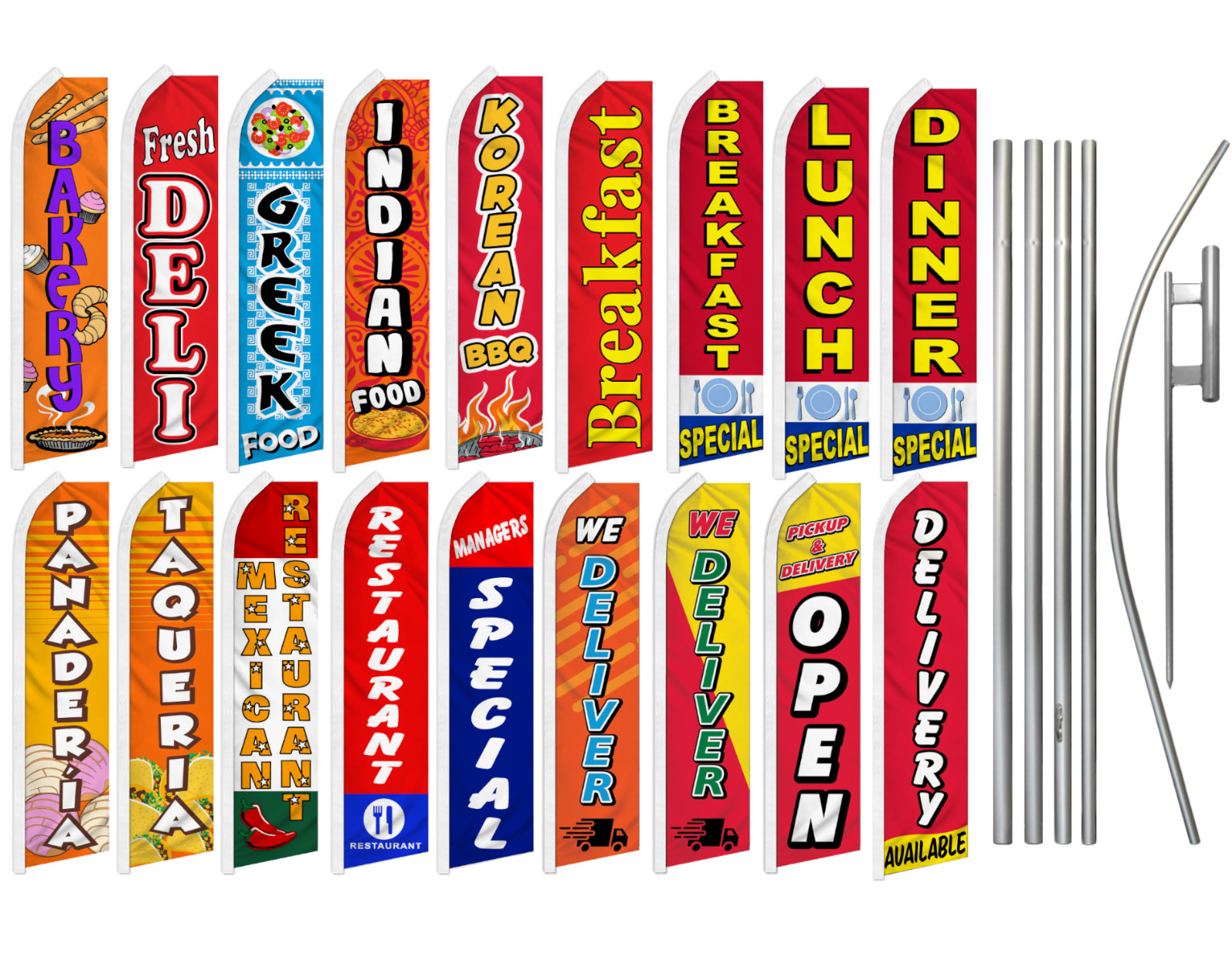 Restaurant Advertising Swooper Flutter Feather Flag Kit Breakfast Special