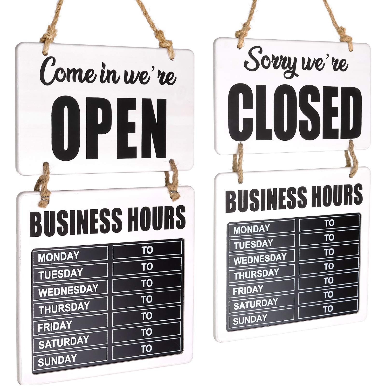 Excello Global Products Business Hours Hanging Chalkboard White Welcome Chalk…