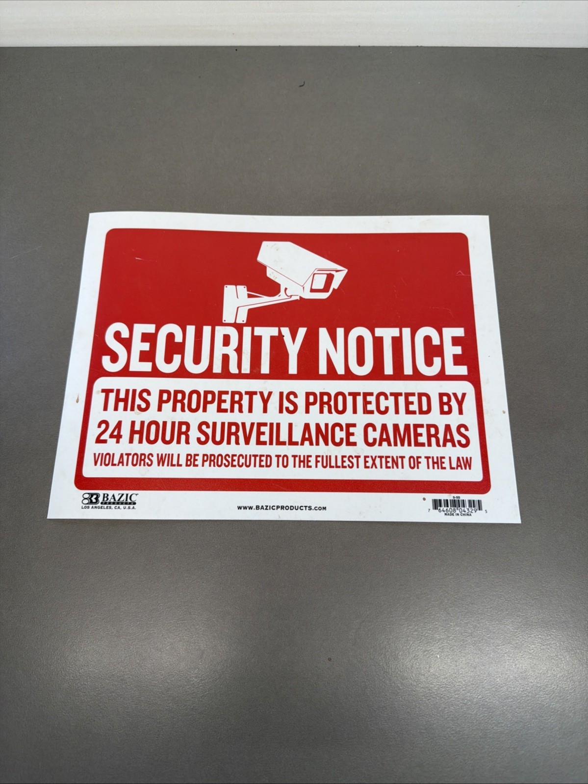 Bazic Security Notice Sign Banner Red on White PVC CCTV Camera Bt13