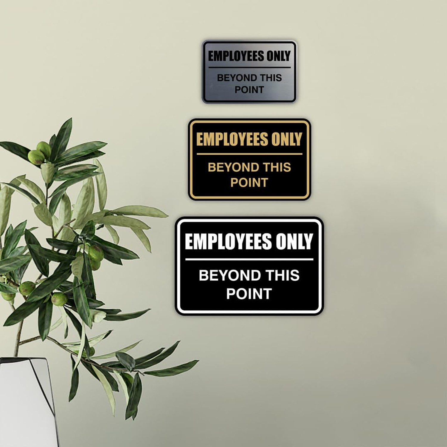 All Quality Classic Framed Employees Only Beyond This Point Wall or Door Sign…